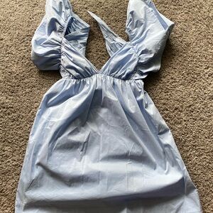 Amazon Blue Backless Ruffled Sundress